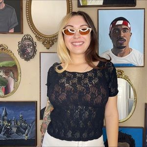 Vintage black sheer lace